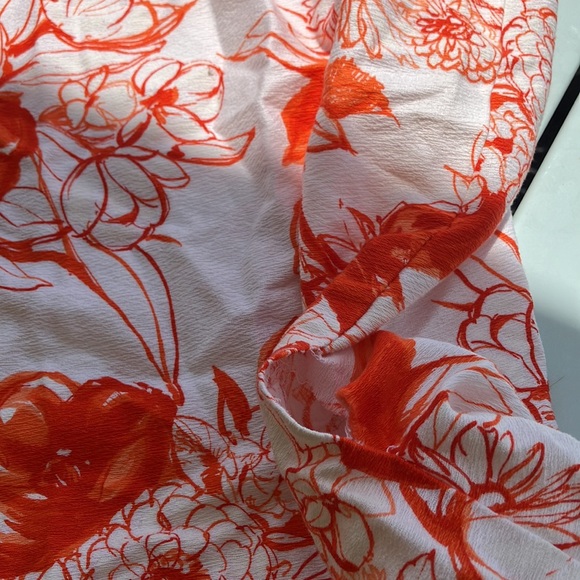 Vintage 60s 70s Groovy Orange and White Floral Shift Dress - Picture 6 of 7